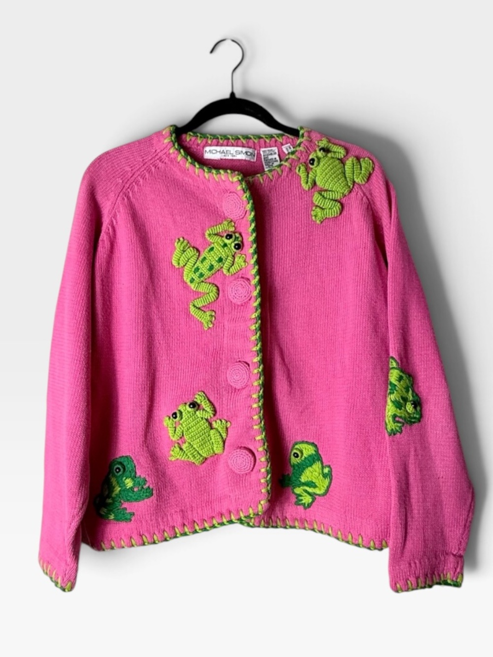 Michael Simon Vintage Knit Frog Cardigan Women's One Size (NOTE FLAW) (Z)
